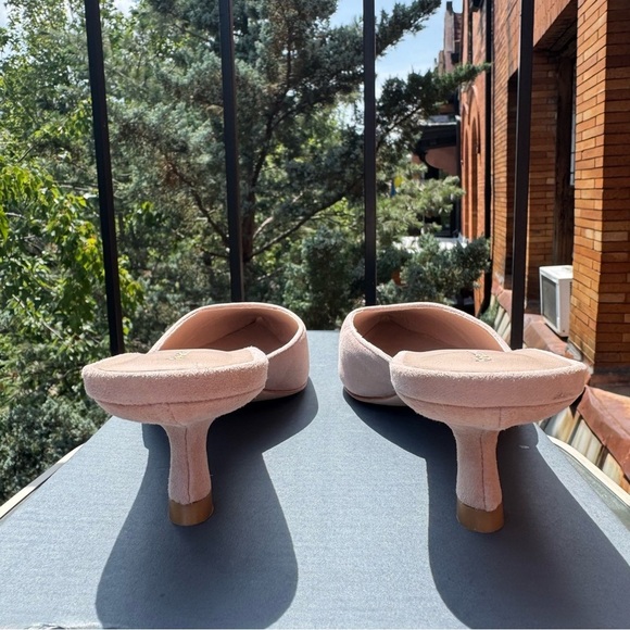 New Reformation Wilda Kitten Mule Pink Suede Kitten Heels 8 - Picture 9 of 12